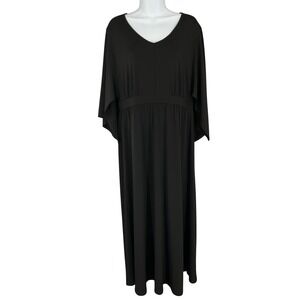 ANTHONY ORIGINAL Black V Neck Flutter Sleeve Babydoll Maxi Dress Women's Size‎ L